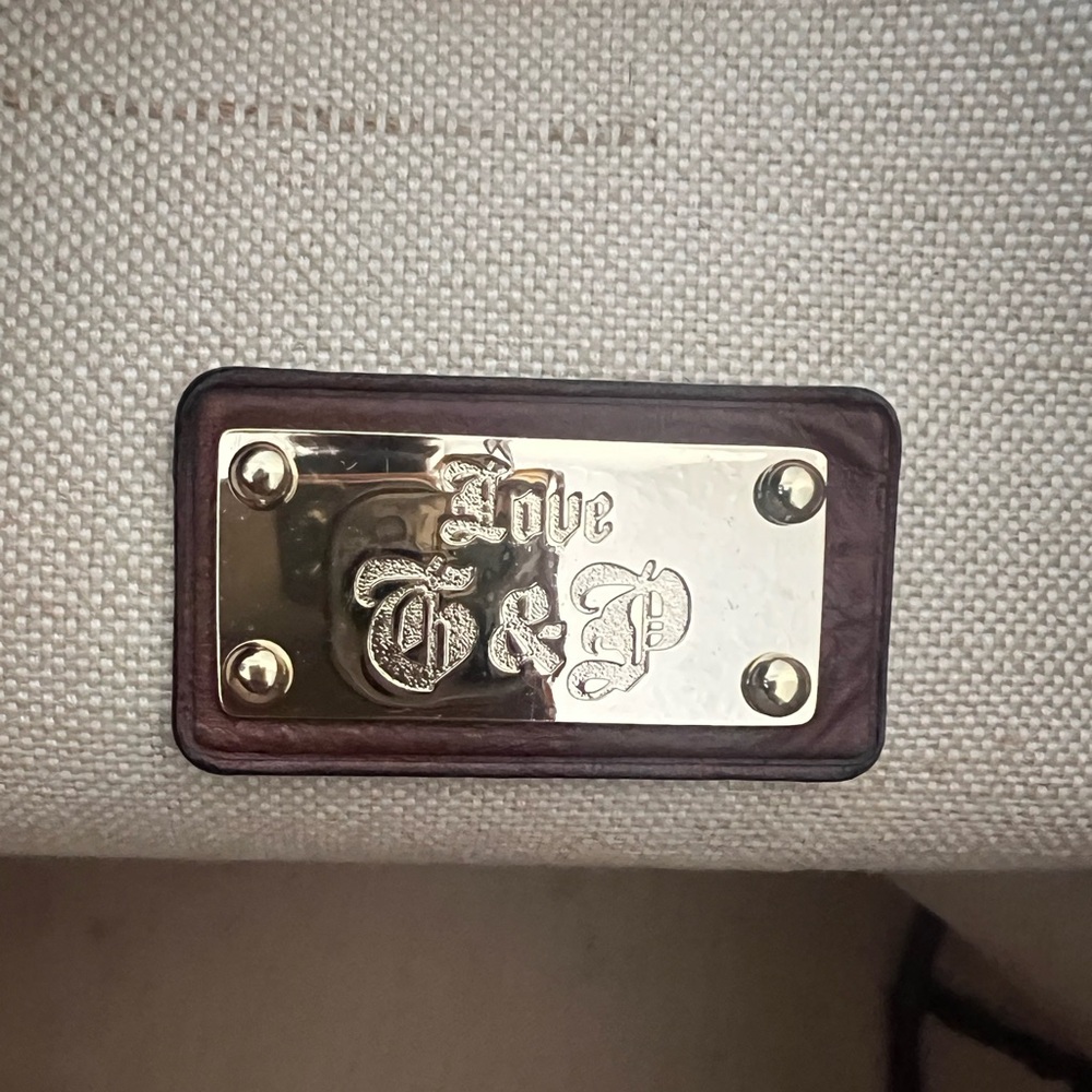 Juicy Couture Brown Monogram Stripe Tote - 17in x 14in x 6in - Picture 6 of 12